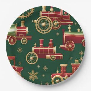 Weihnachten Steampunk Lokomotive Pappteller