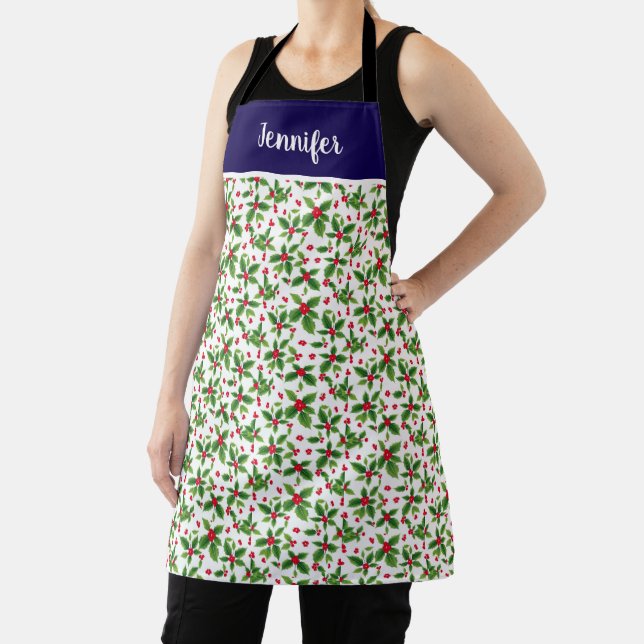Weihnachten Stechpalme Beeren Monogramm Name Schürze (InSitu)