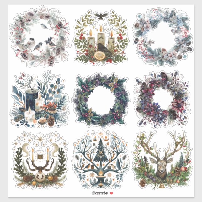 Weihnachten Sticker Set | Gothic, Pagan, Nordic, S (Blatt)