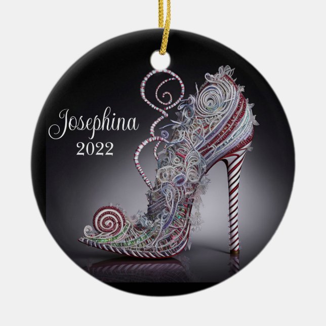 Weihnachten Stiletto High Heel Shoe Keramik Ornament (Vorne)