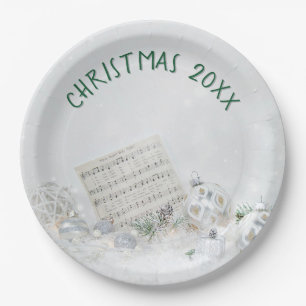 Weihnachten Stille Nacht Musik im Schnee Pappteller