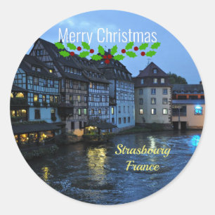 Weihnachten, Straßburg, Frankreich Runder Aufkleber