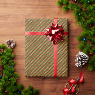 Weihnachten Streifen Red Green Gold Geschenkpapier