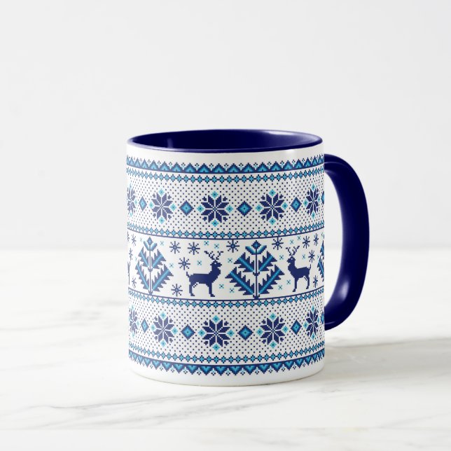 Weihnachten Strick Tasse aussehen (VorderseiteRechts)