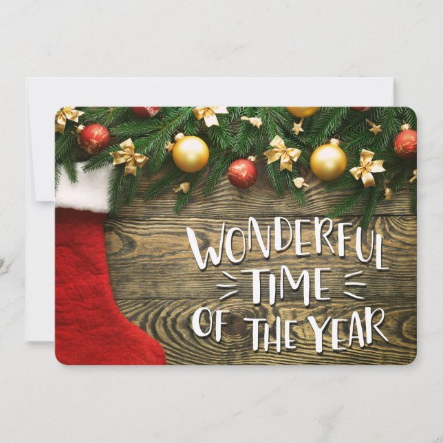 Weihnachten Strumpf & Garland, 2-seitige Fotokarte (Vorderseite)