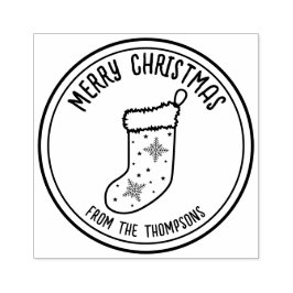 Weihnachten Strumpf Line Art Design Frohe Weihnach Gummistempel