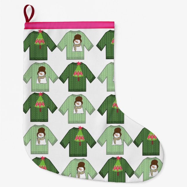 Weihnachten Strumpf, Schneemann Große Weihnachtsfe Großer Weihnachtsstrumpf (Vorderseite)