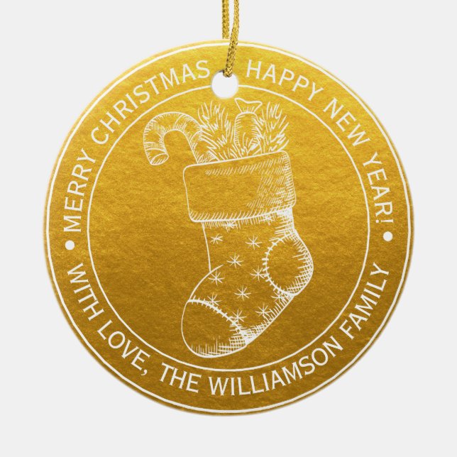 Weihnachten Strumpf Weihnachten Weihnachten Wünsch Keramik Ornament (Vorne)