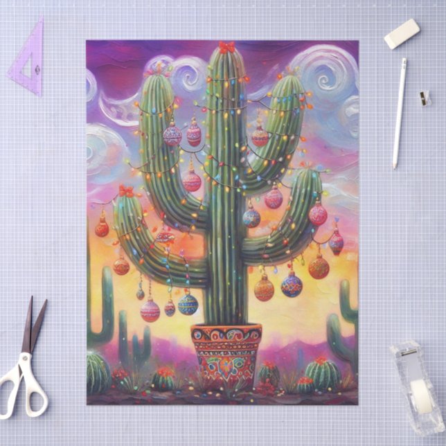Weihnachten Südwest Saguaro Cactus Decoupage Seidenpapier (Basteln)
