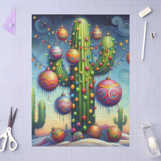 Weihnachten Südwest Saguaro Cactus Decoupage Seidenpapier (Basteln)