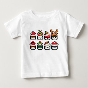 Weihnachten Sushi Faces - Niedlicher Pixel Art Hol Baby T-shirt