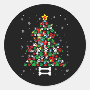 Weihnachten Süße Hundepfoten Xmas Baum Lustiger Hu Runder Aufkleber