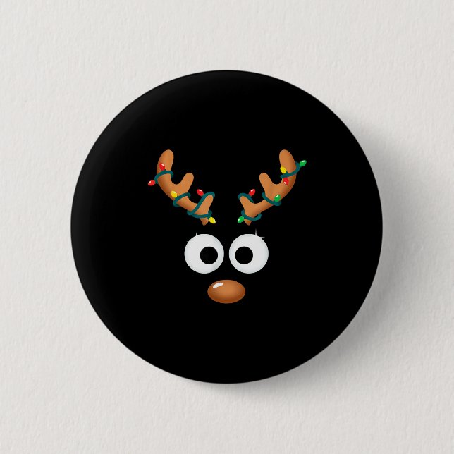 Weihnachten Süße Rentier Gesicht Geweihe Eingewick Button (Vorderseite)