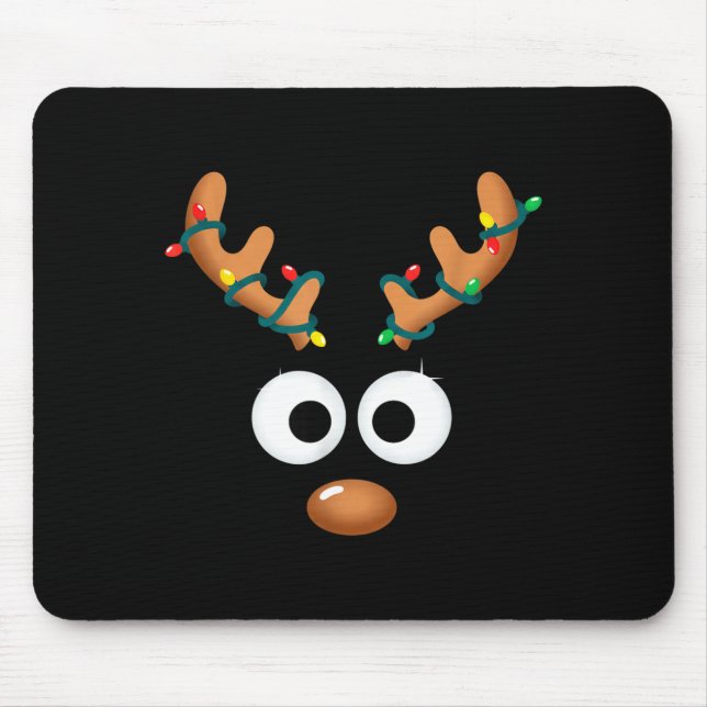 Weihnachten Süße Rentier Gesicht Geweihe Eingewick Mousepad (Vorne)