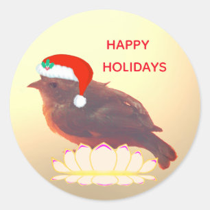 Weihnachten süßer kleiner Vogel Runder Aufkleber
