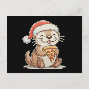 Weihnachten Süßer Otter isst Pizza Weihnachten San