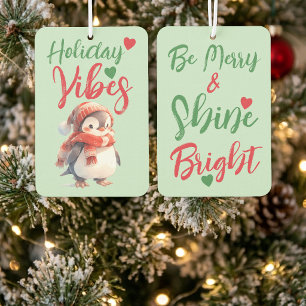 Weihnachten süßer Pinguin Feiertag grün rot Autolufterfrischer