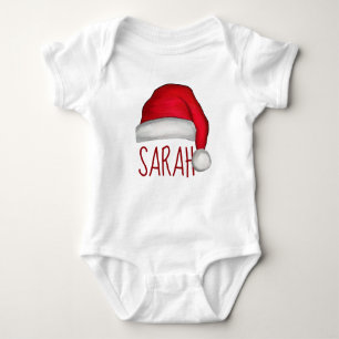 Weihnachten Süßer Santa Rot Whimsical Lustiger Hut Baby Strampler