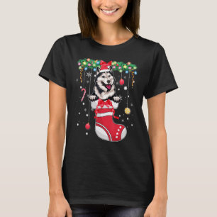 Weihnachten Süßer Sibirischer Husky Hund in Weihna T-Shirt