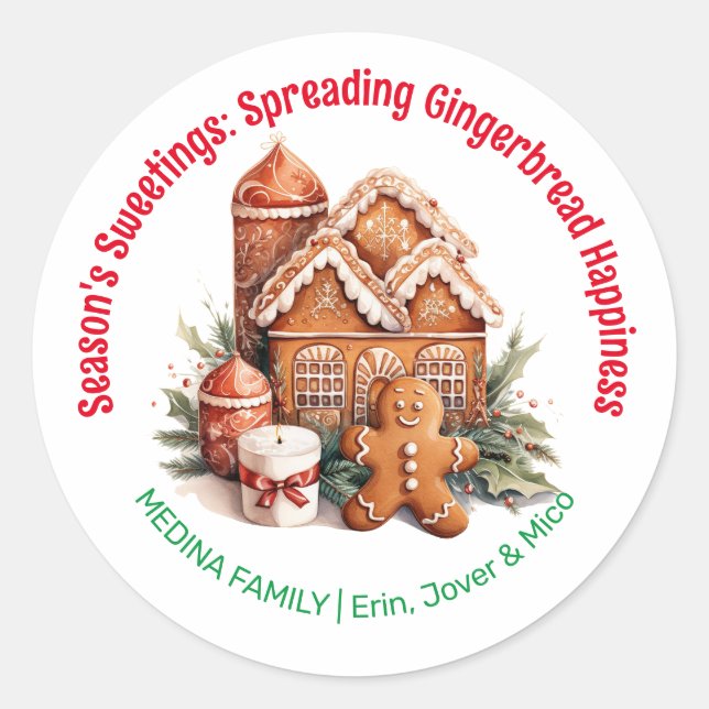 Weihnachten: Sweetings Gingerbread Weihnachten Runder Aufkleber (Vorderseite)