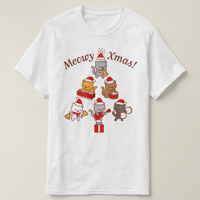 Weihnachten T - Shirt: Cat Carolers Band T-Shirt (Design vorne)
