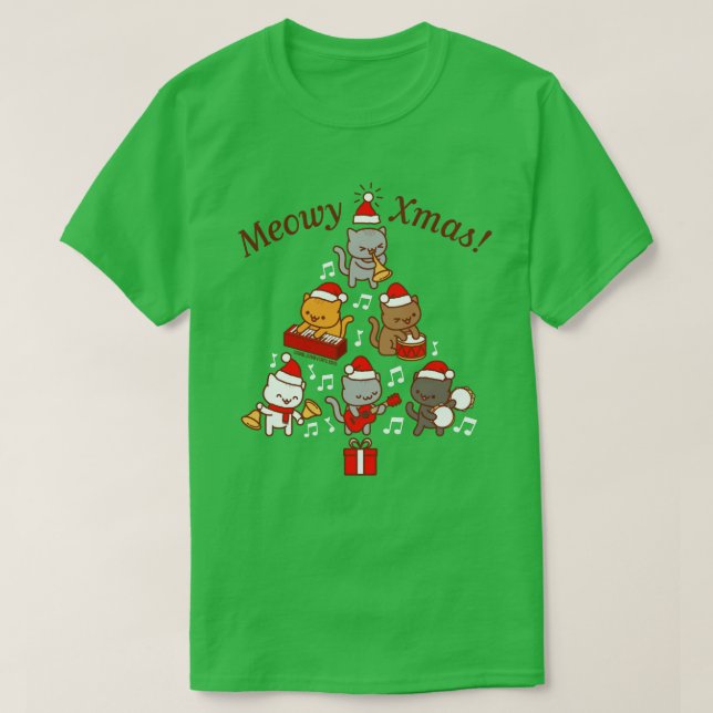 Weihnachten T - Shirt: Cat Carolers Band T - Shirt (Design vorne)
