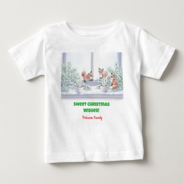 Weihnachten T - Shirt - Gemütliche Winterfoxszene (Vorderseite)