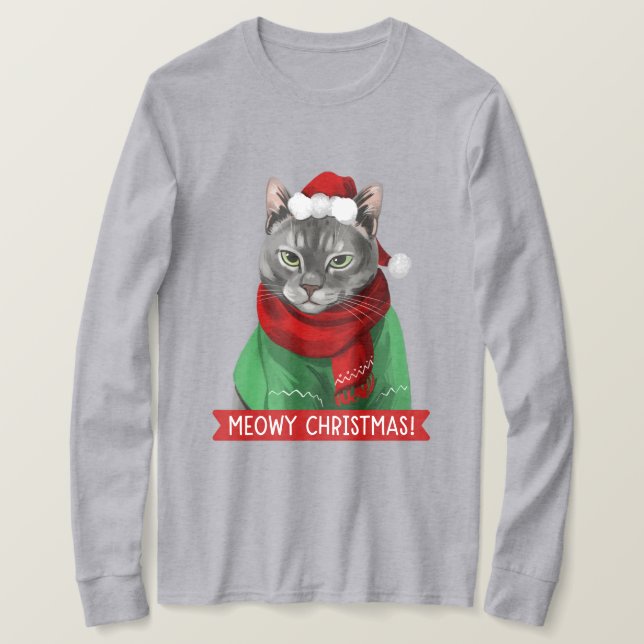 Weihnachten T - Shirt, Maybelle the Gray Tabby T-Shirt (Design vorne)