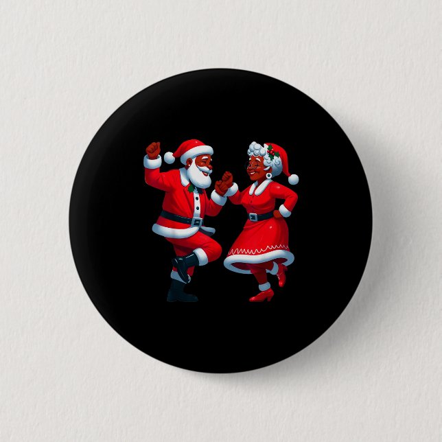 Weihnachten Tanzender Schwarzer Afroamerikanischer Button (Vorderseite)