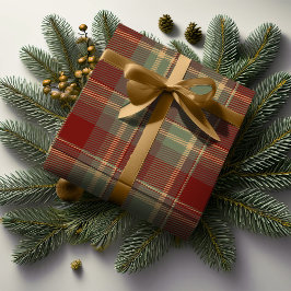 Weihnachten Tartan Brick Red Green ID1141A Geschenkpapier