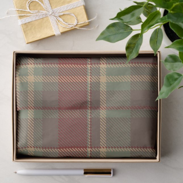 Weihnachten Tartan Brick Red Green ID1141A Seidenpapier (Geschenk)