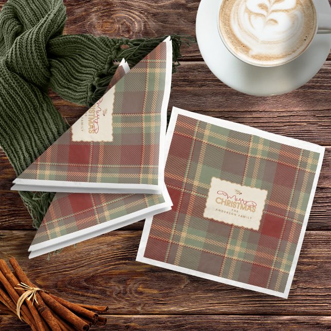 Weihnachten Tartan Brick Red Green ID1141A Serviette (Von Creator hochgeladen)