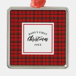 Weihnachten Tartan Kariert Baby's First Christmas Ornament Aus Metall