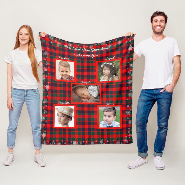 Weihnachten, Tartan Kariert, Schneeflocken, Fotos  Fleecedecke (Beispiel)