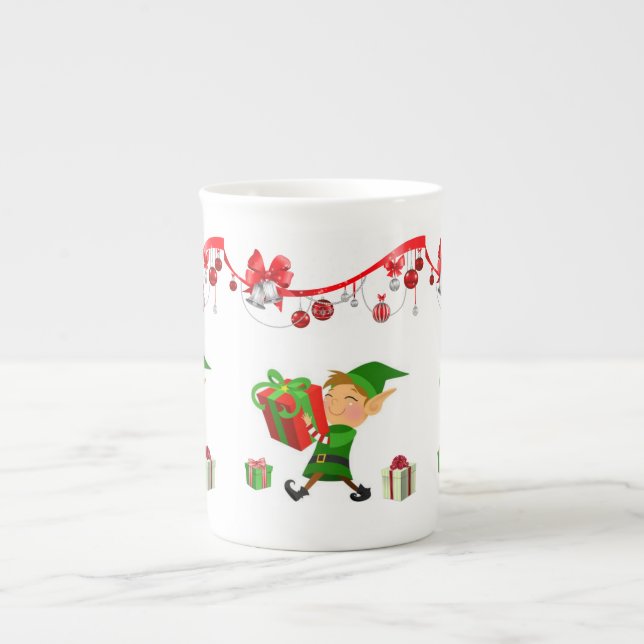 Weihnachten Tasse, Elf, frohe Weihnachten Prozellantasse (Vorderseite)