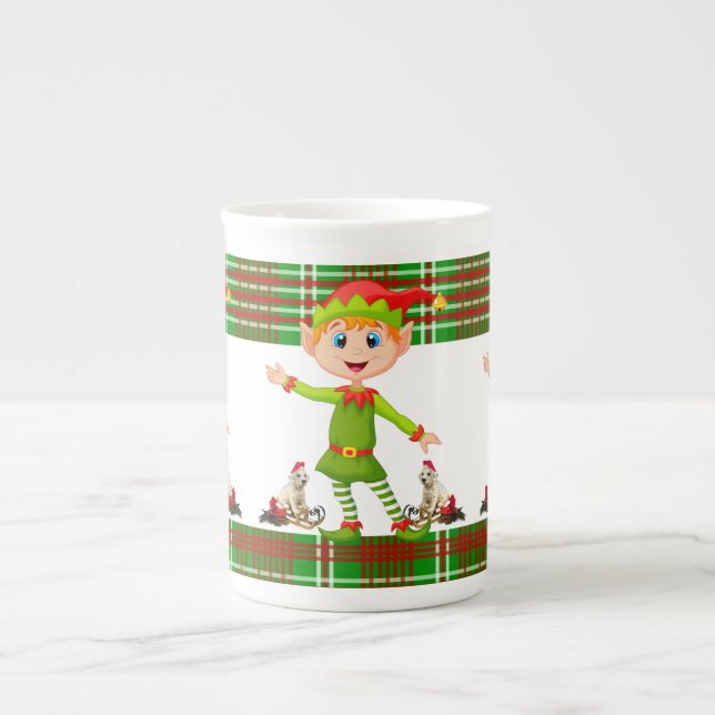 Weihnachten Tasse, Elf, frohe Weihnachten Prozellantasse (Vorderseite)
