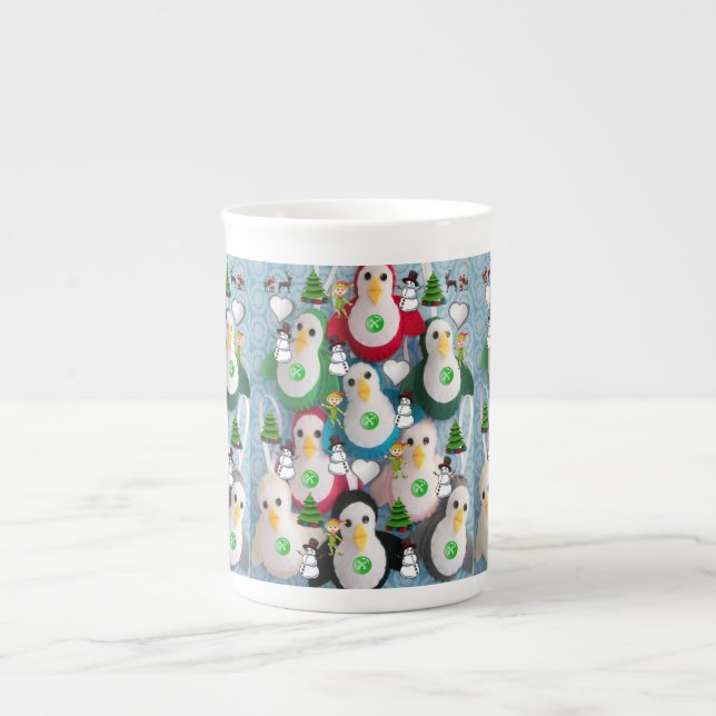 Weihnachten Tasse, Pinguin, frohe Weihnachten Prozellantasse (Vorderseite)