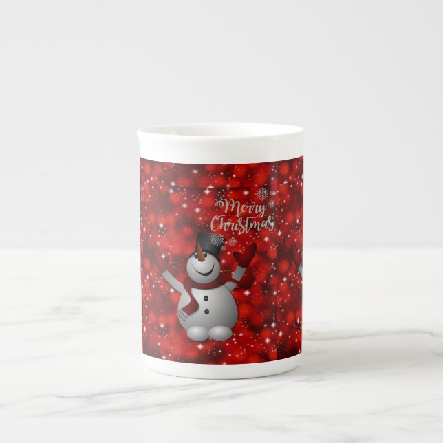 Weihnachten Tasse, Schneemann, Frohe Weihnachten Prozellantasse (Vorderseite)