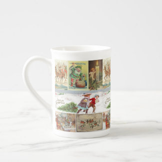 Weihnachten Tasse, Vintager Weihnachtsmann, Frohe  Prozellantasse