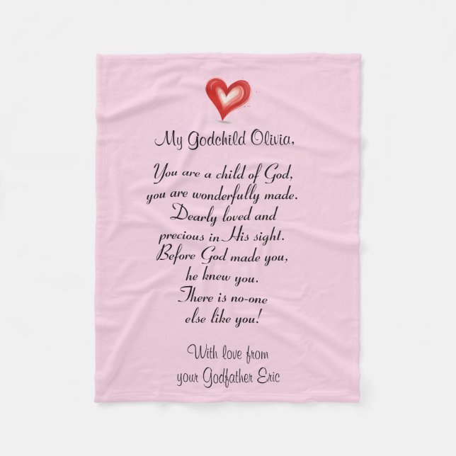 Weihnachten / Taufen Geschenk für Godchild, Custom Fleecedecke (Vorderseite)