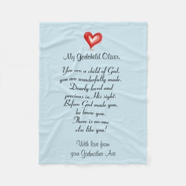Weihnachten / Taufen Geschenk für Godchild, Custom Fleecedecke (Vorderseite)