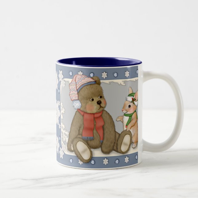 Weihnachten Teddy und Bunny Zweifarbige Tasse (Rechts)