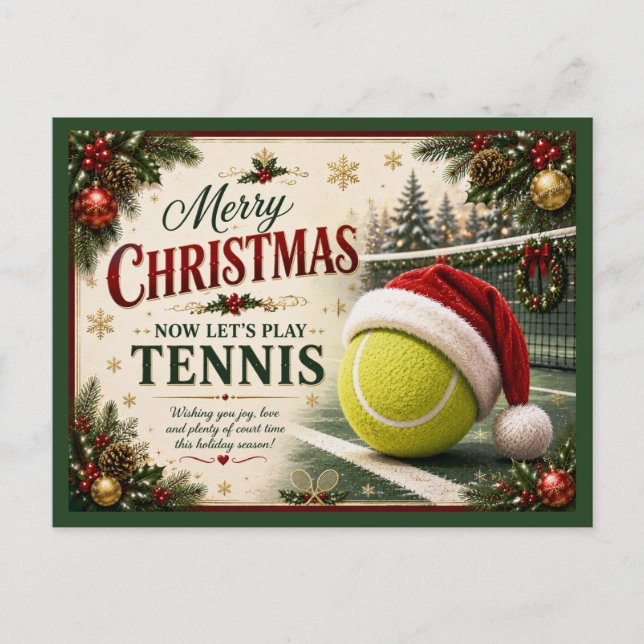 Weihnachten Tennis mit Ball Santa Hut  (Vorderseite)