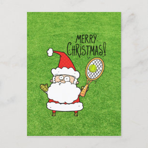 Weihnachten Tennis mit dem Weihnachtsmann beim Bal Postkarte