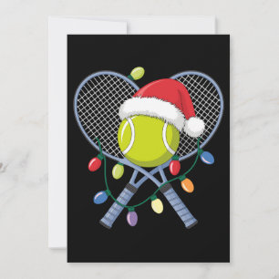 Weihnachten Tennis Schläger Ball Santa Hut Lichter Einladung