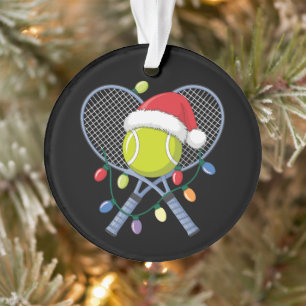 Weihnachten Tennis Schläger Ball Santa Hut Lichter Ornament