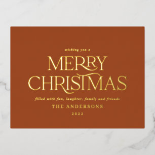 Weihnachten terracotta elegant minimale modern folien feiertagspostkarte