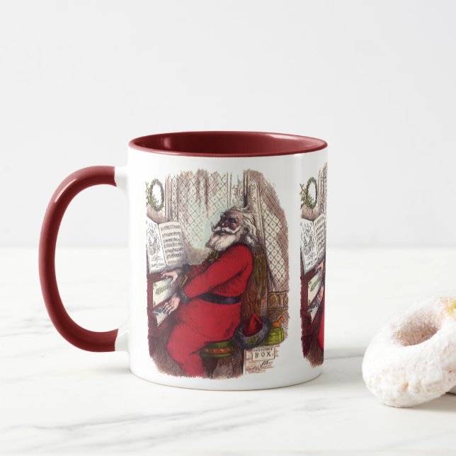 Weihnachten, Thomas Nast Weihnachtsmann Piano Tasse (Mit Donut)
