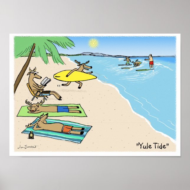 "Weihnachten Tide" - Urlaub am Strand von Santa un Poster (Vorne)