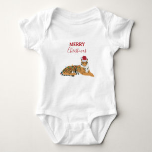 Weihnachten Tiger Funny Animes mit Weihnachtsmannm Baby Strampler